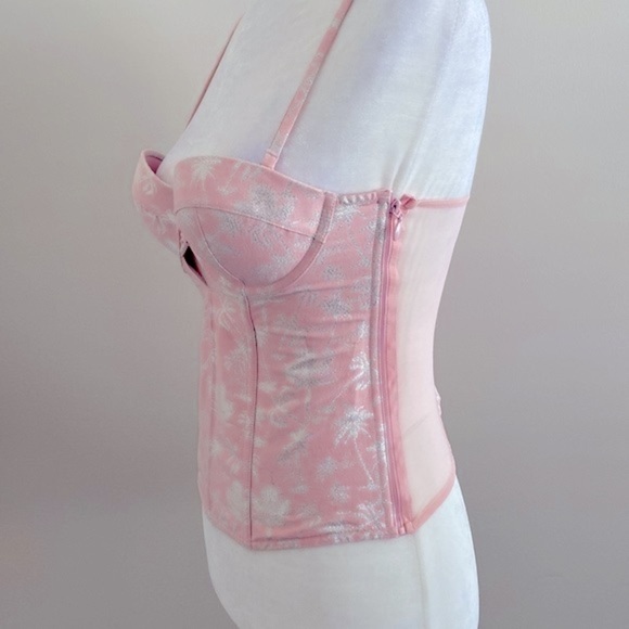 Victoria’s Secret designer collection pink silver palm trees corset top - Picture 3 of 8
